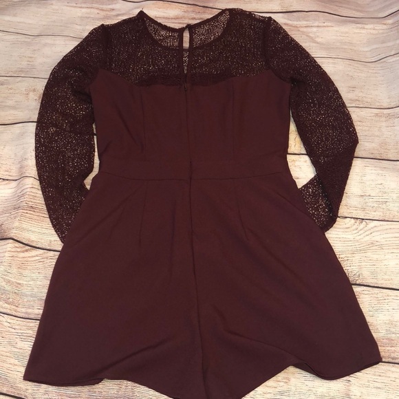 GARAGE Shorts Romper Long sleeve Burgundy Size XS - Picture 3 of 7